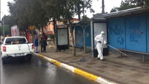 Değirmenköy'de Durak ve Çöp Konteynerleri Dezenfekte Edildi