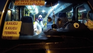 Silivri'de Minibüsler Dezenfekte Edildi