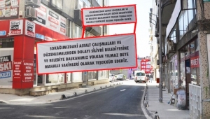 Mahalle Sakinlerinden Başkan Yılmaz'a Pankartlı Teşekkür