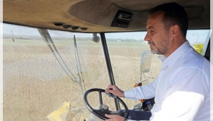 Yılmaz, Traktör Başına Geçerek Hasat Yaptı