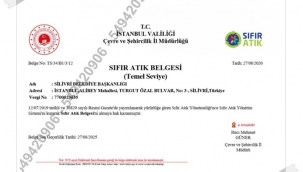 Silivri Belediyesine Temel Seviye Sıfır Atık Belgesi Verildi