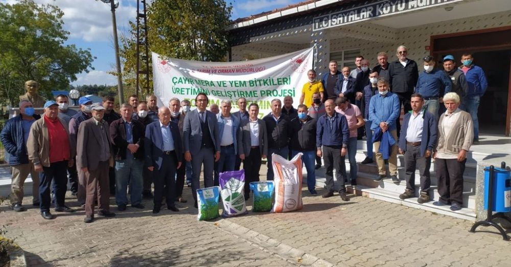 Sayalar Mahallesi'ndeki Çiftçilere 8 Tonluk Yem Bitkisi Dağıtıldı