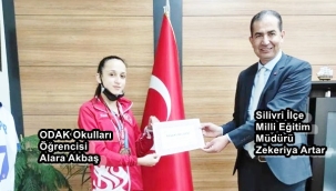 ODAK'ın şampiyon öğrencisi Alara'ya İlçe MEM'den özel kutlama