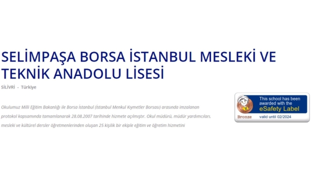 Selimpaşa Borsa E-safety platformunda "Bronz Etiket" aldı