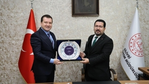 Başkan Balcıoğlu İlçe Milli Eğitim Müdürü İbrahim Hakkı Damat'ı Ziyaret Etti