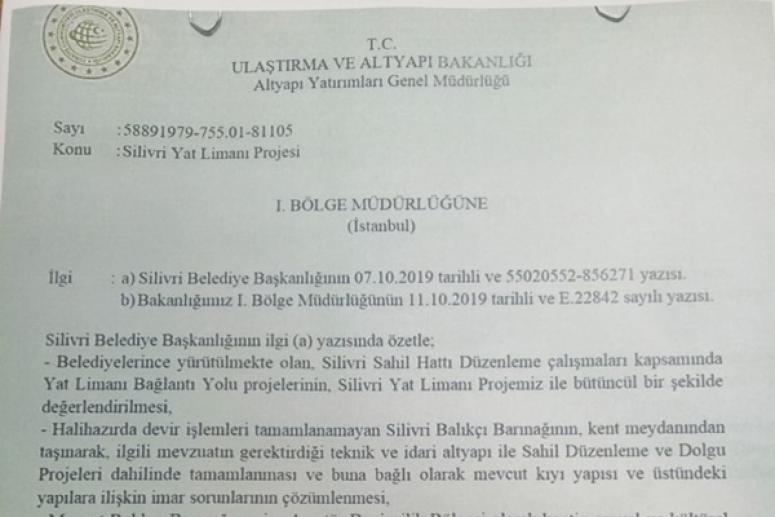 Silivri Belediyesi'nden 'Yat Limanı' Açıklaması