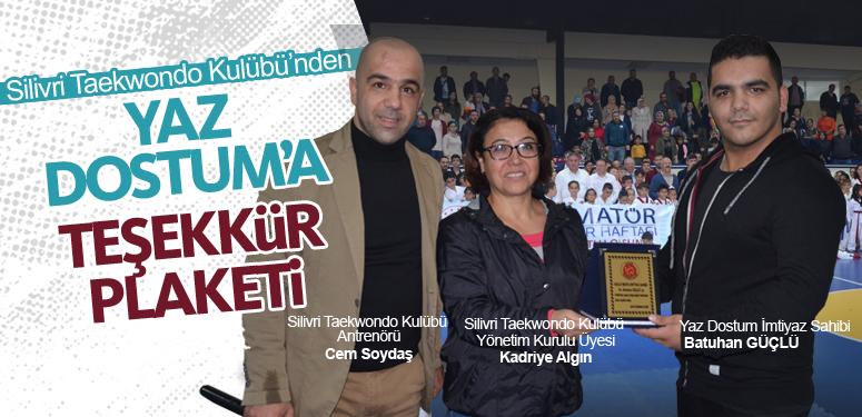 Silivri Taekwondo Kulübü'nden Yaz Dostum'a Teşekkür Plaketi