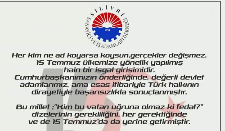 SİAD'tan 15 Temmuz mesajı